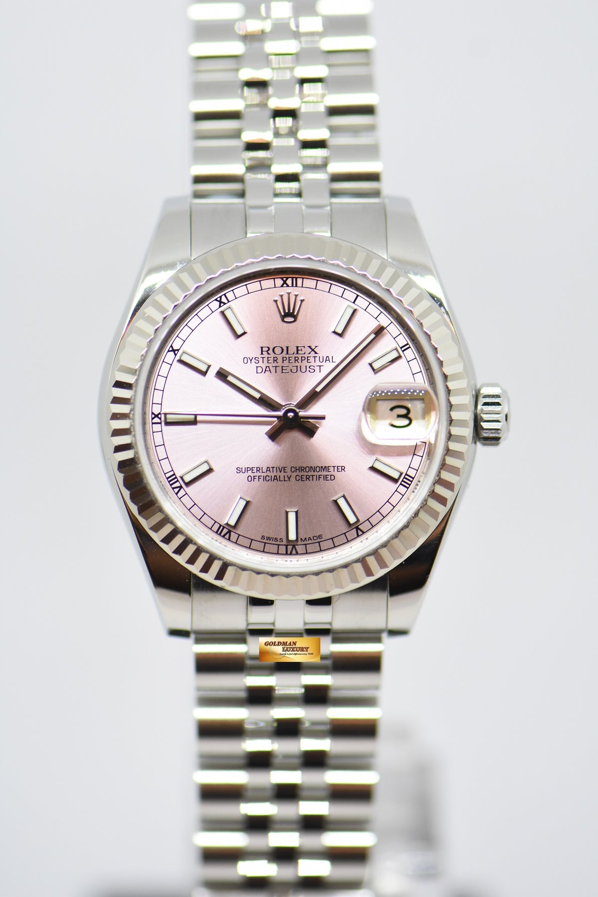 [SOLD] ROLEX OYSTER PERPETUAL DATEJUST 31 BOYSIZE PINK DIAL STEEL IN JUBILEE 178274 (MINT)