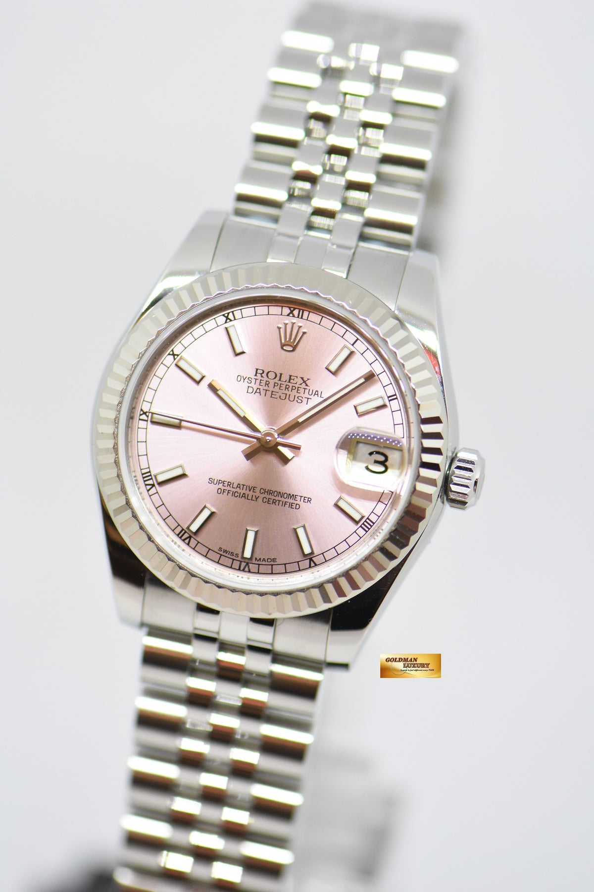 [SOLD] ROLEX OYSTER PERPETUAL DATEJUST 31 BOYSIZE PINK DIAL STEEL IN JUBILEE 178274 (MINT)