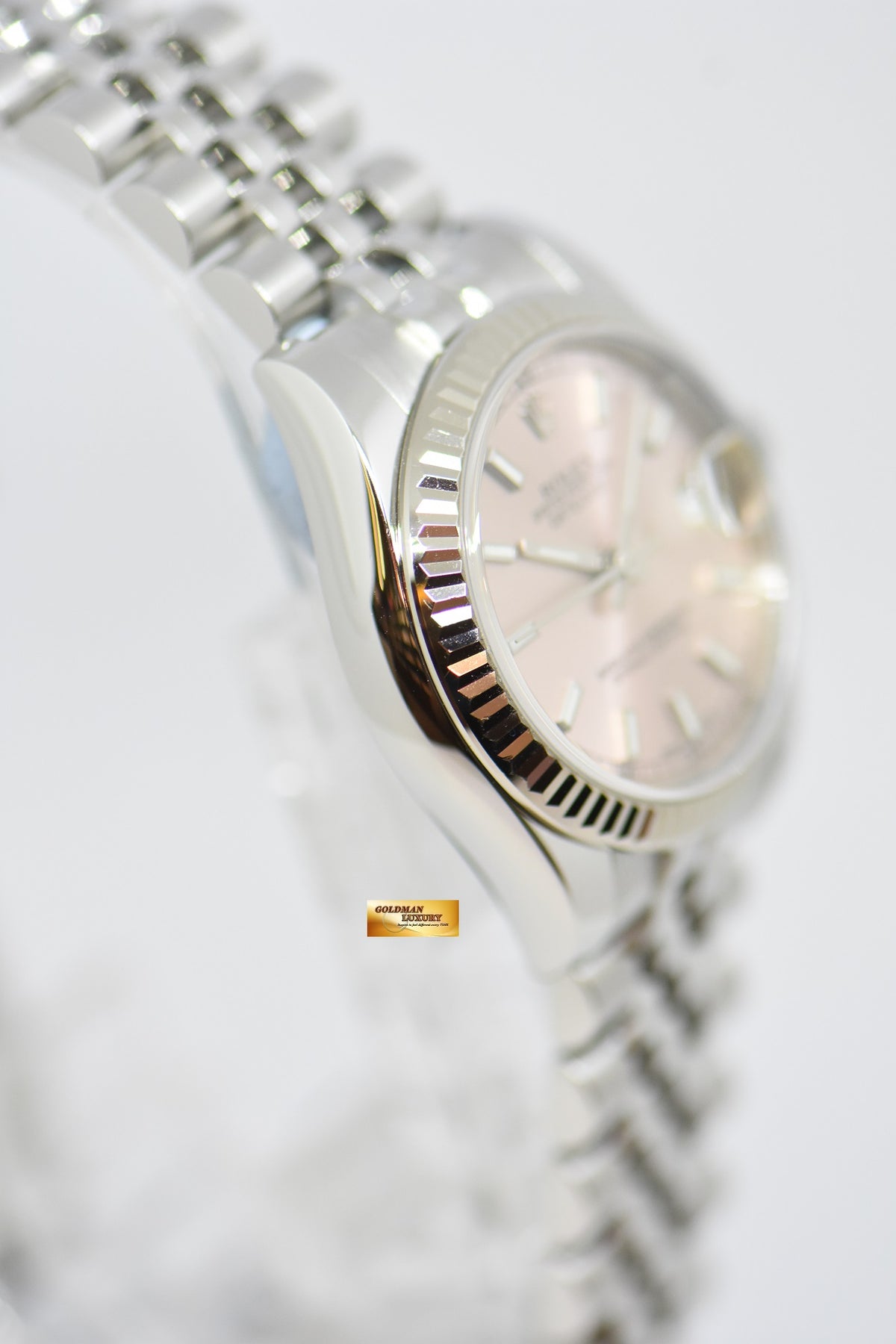 [SOLD] ROLEX OYSTER PERPETUAL DATEJUST 31 BOYSIZE PINK DIAL STEEL IN JUBILEE 178274 (MINT)