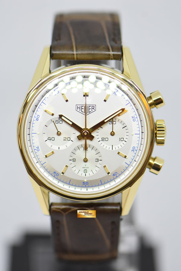 [SOLD] HEUER CARRERA CHRONOGRAPH RE-EDITION OF THE 1964 18K YELLOW GOLD MANUAL WINDING CS3140 (MINT)