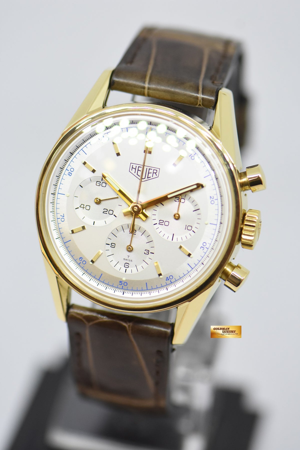 [SOLD] HEUER CARRERA CHRONOGRAPH RE-EDITION OF THE 1964 18K YELLOW GOLD MANUAL WINDING CS3140 (MINT)