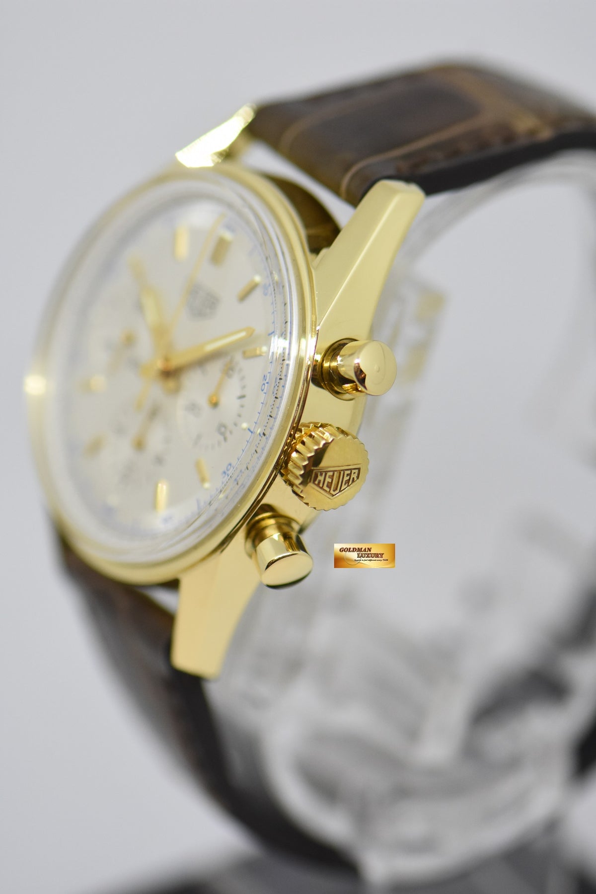 [SOLD] HEUER CARRERA CHRONOGRAPH RE-EDITION OF THE 1964 18K YELLOW GOLD MANUAL WINDING CS3140 (MINT)