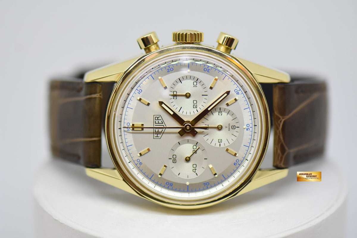 [SOLD] HEUER CARRERA CHRONOGRAPH RE-EDITION OF THE 1964 18K YELLOW GOLD MANUAL WINDING CS3140 (MINT)