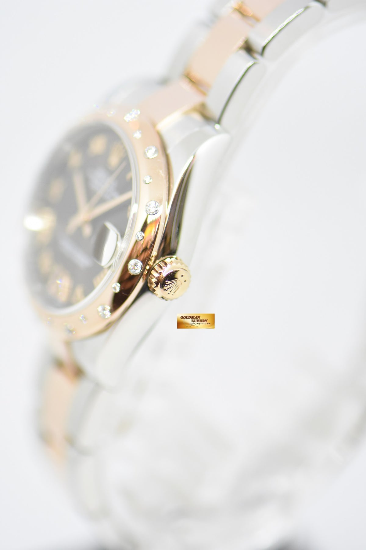 [SOLD] ROLEX OYSTER PERPETUAL DATEJUST 31 BOYSIZE CHOCOLATE DIAL ROSE-GOLD / STEEL IN OYSTER DIAMOND BEZEL 178341 (LNIB)