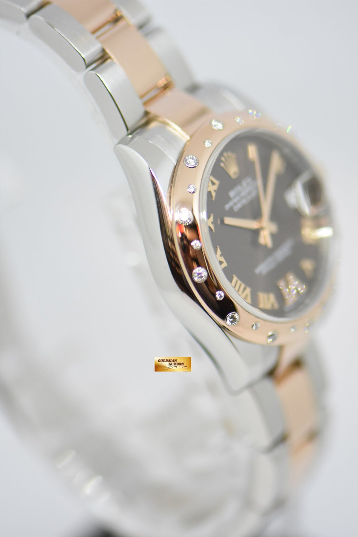 [SOLD] ROLEX OYSTER PERPETUAL DATEJUST 31 BOYSIZE CHOCOLATE DIAL ROSE-GOLD / STEEL IN OYSTER DIAMOND BEZEL 178341 (LNIB)