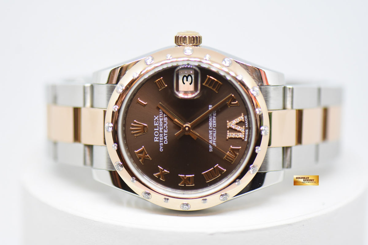 [SOLD] ROLEX OYSTER PERPETUAL DATEJUST 31 BOYSIZE CHOCOLATE DIAL ROSE-GOLD / STEEL IN OYSTER DIAMOND BEZEL 178341 (LNIB)