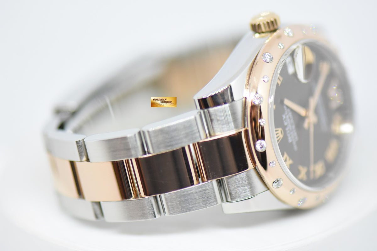 [SOLD] ROLEX OYSTER PERPETUAL DATEJUST 31 BOYSIZE CHOCOLATE DIAL ROSE-GOLD / STEEL IN OYSTER DIAMOND BEZEL 178341 (LNIB)