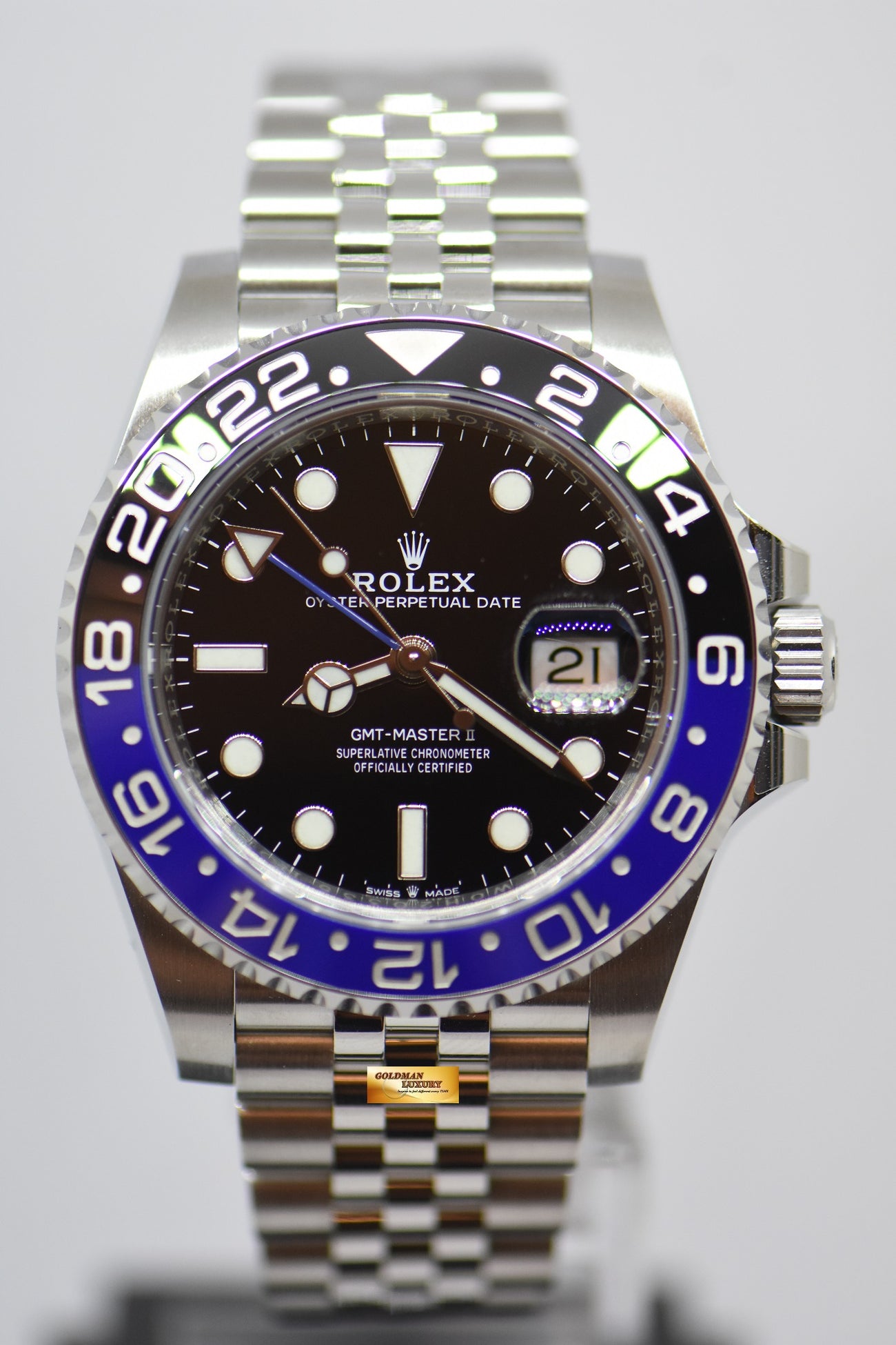 SOLD ROLEX OYSTER PERPETUAL GMT MASTER II BATMAN IN JUBILEE CERAMI Goldman Luxury