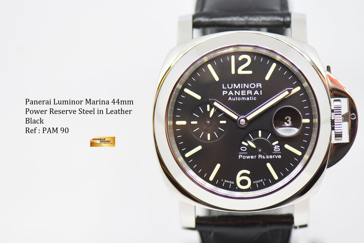 [SOLD] PANERAI LUMINOR MARINA 44mm POWER RESERVE AUTOMATIC BLACK PAM 90 (MINT)
