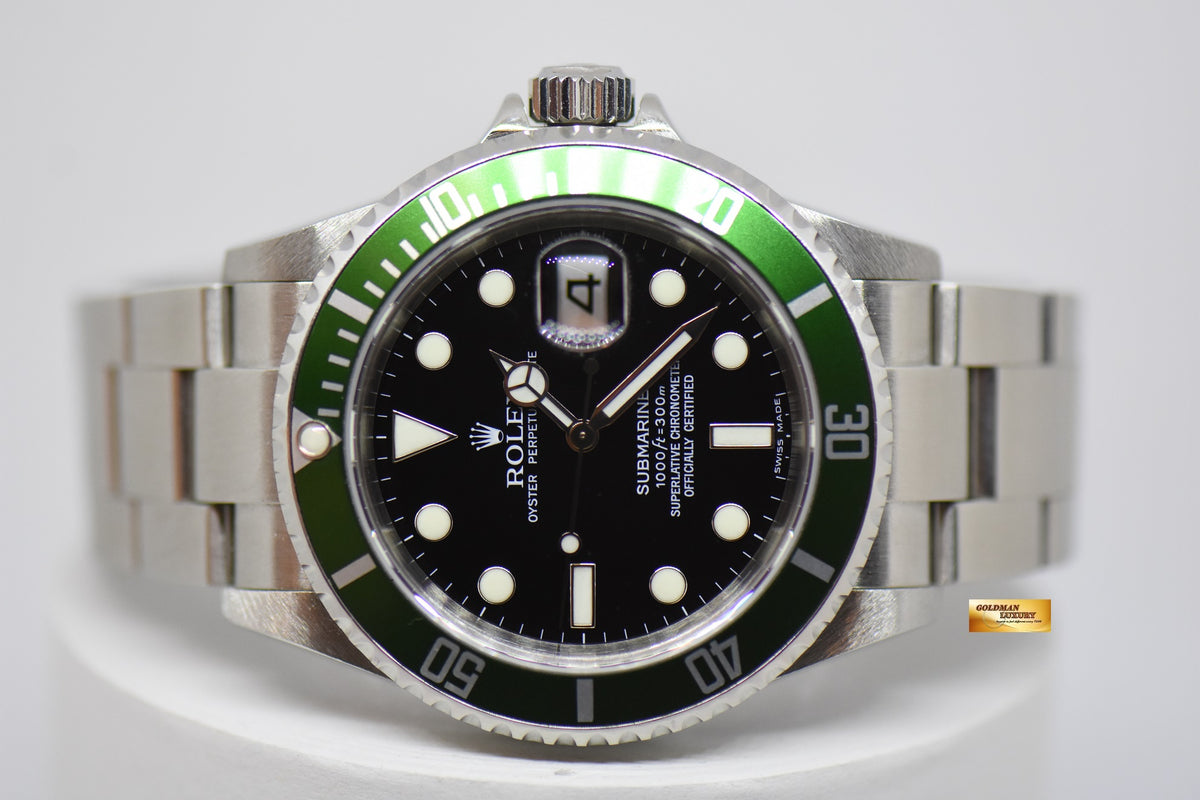 [SOLD] ROLEX OYSTER PERPETUAL SUBMARINER KERMIT GREEN BEZEL 40mm AUTOMATIC 16610LV (MINT)
