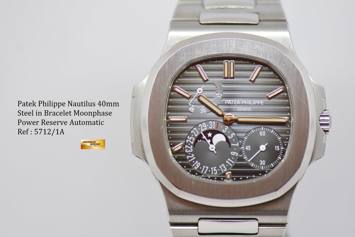 [SOLD] PATEK PHILIPPE NAUTILUS MOONPHASE POWER RESERVE IN STEEL 5712/1A (MINT)