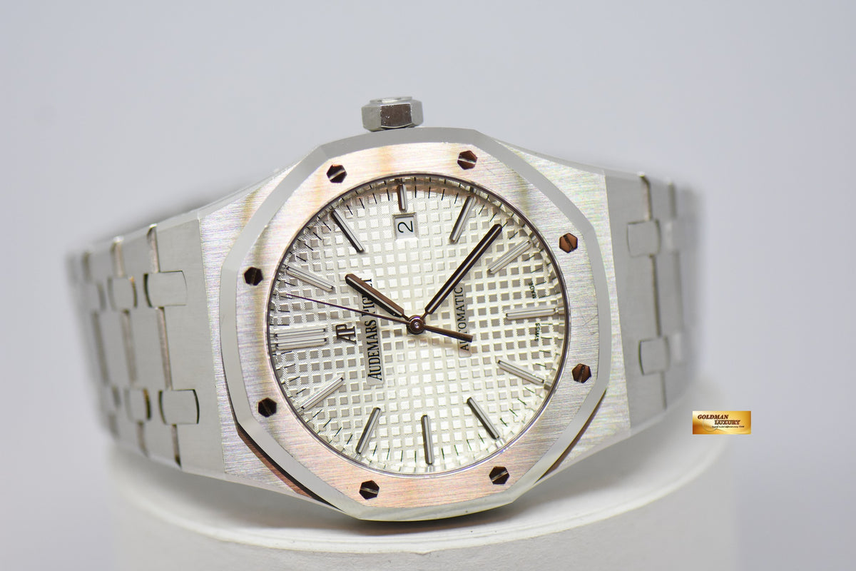 [SOLD] AUDEMARS PIGUET ROYAL OAK 41mm STEEL IN BRACELET WHITE AUTOMATIC 15400ST (MINT) (UNPOLISHED)