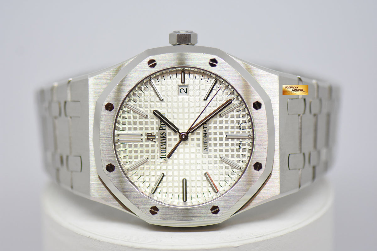 [SOLD] AUDEMARS PIGUET ROYAL OAK 41mm STEEL IN BRACELET WHITE AUTOMATIC 15400ST (MINT) (UNPOLISHED)