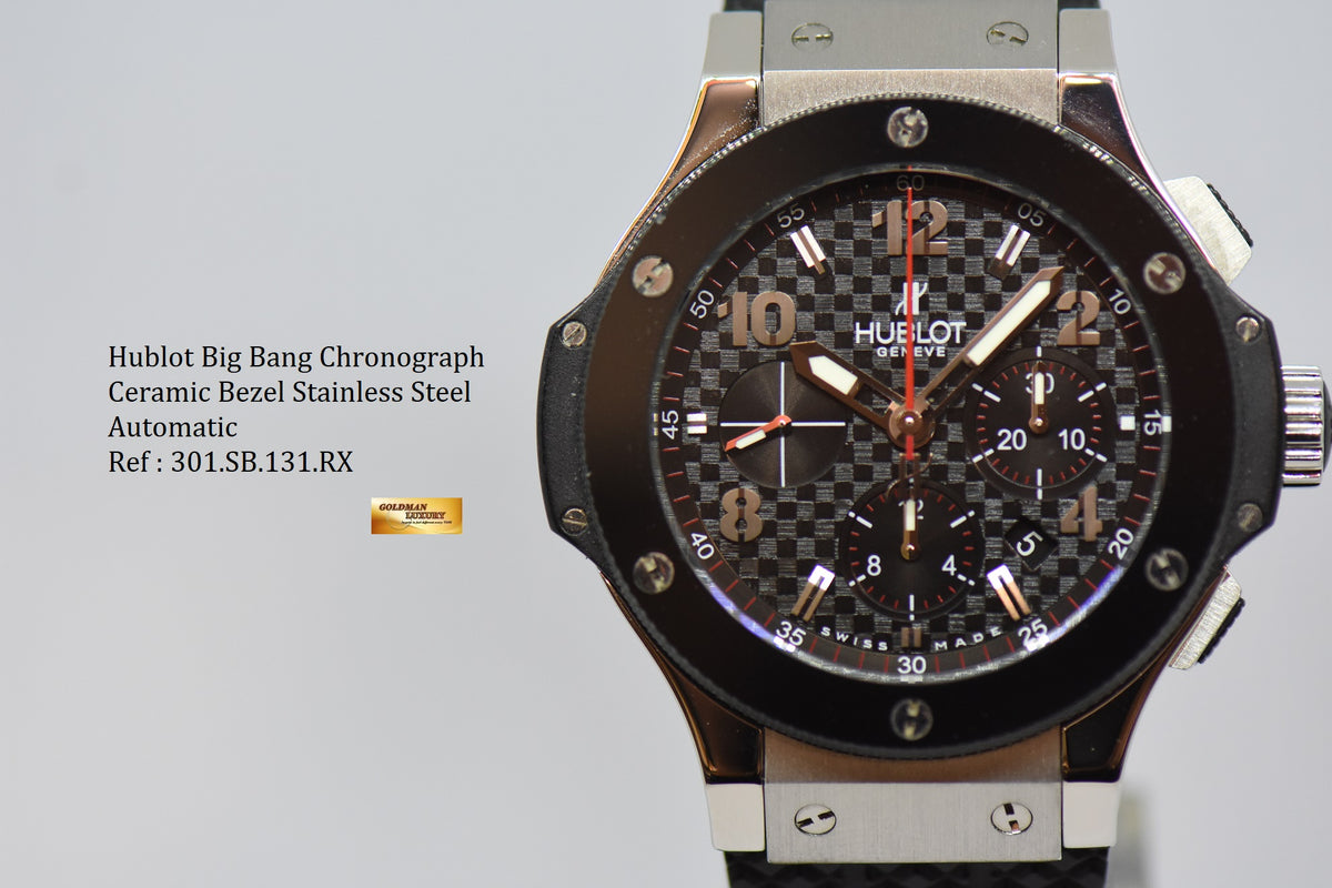 [SOLD] HUBLOT BIG BANG CHRONOGRAPH CERAMIC BEZEL SS 44mm AUTOMATIC 301.SB.131.RX (NEAR MINT)