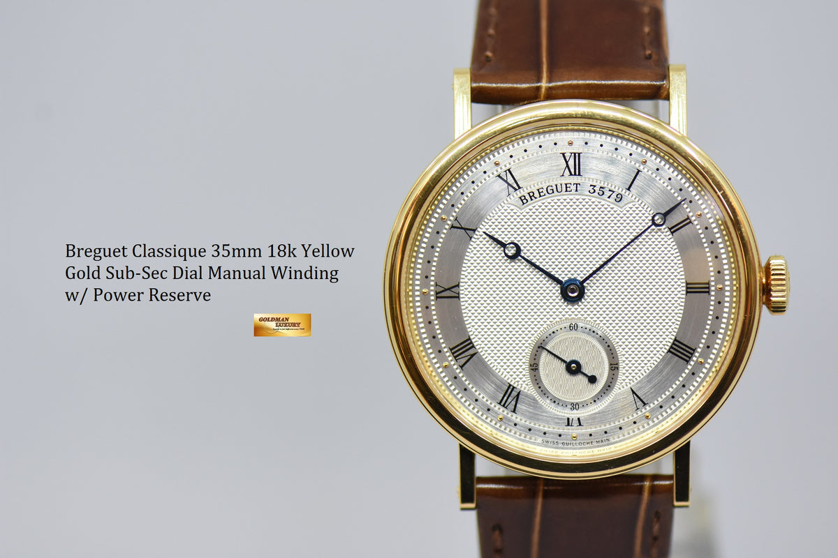 [SOLD] BREGUET CLASSIQUE 35mm SUB-SEC 18K YELLOW GOLD MANUAL WINDING w/ POWER RESERVE 5907 (NEAR MINT)