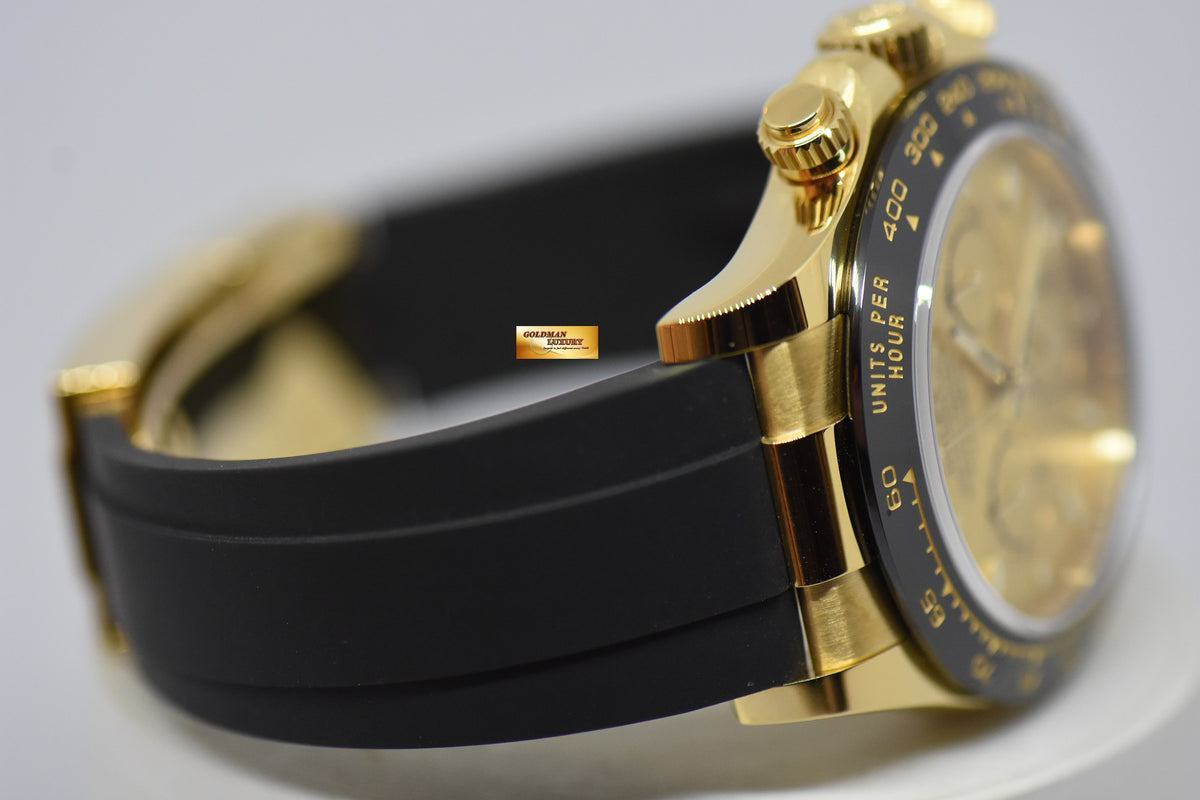 [SOLD] ROLEX OYSTER PERPETUAL DAYTONA YELLOW GOLD IN RUBBER STRAP GOLD DIAL 116518LN (NEW-UNWORN)