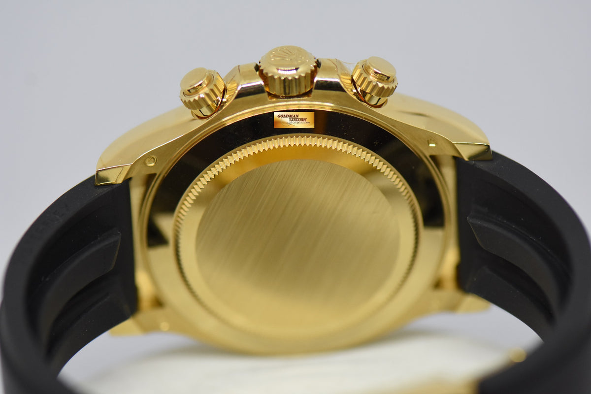 [SOLD] ROLEX OYSTER PERPETUAL DAYTONA YELLOW GOLD IN RUBBER STRAP GOLD DIAL 116518LN (NEW-UNWORN)