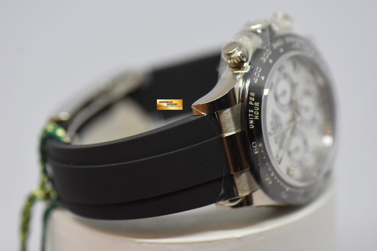 [SOLD] ROLEX OYSTER PERPETUAL DAYTONA WHITE GOLD IN RUBBER STRAP MOP DIAMOND DIAL 116519LN (NEW-UNWORN)
