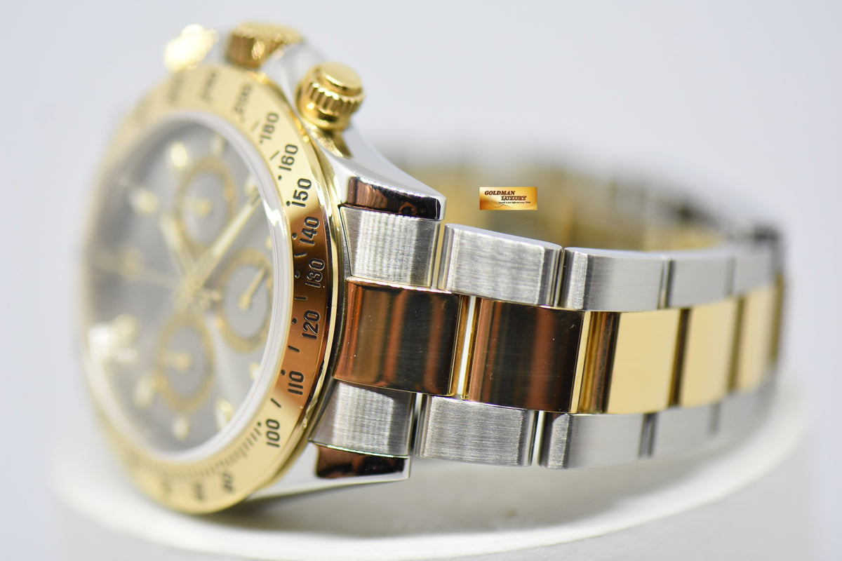 [SOLD] ROLEX OYSTER PERPETUAL DAYTONA HALF-GOLD IN BRACELET SILVER DIAL 116523 (MINT)