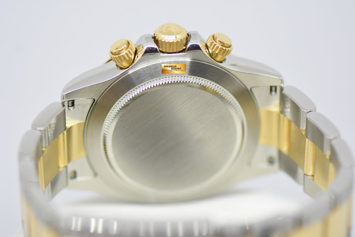 [SOLD] ROLEX OYSTER PERPETUAL DAYTONA HALF-GOLD IN BRACELET SILVER DIAL 116523 (MINT)