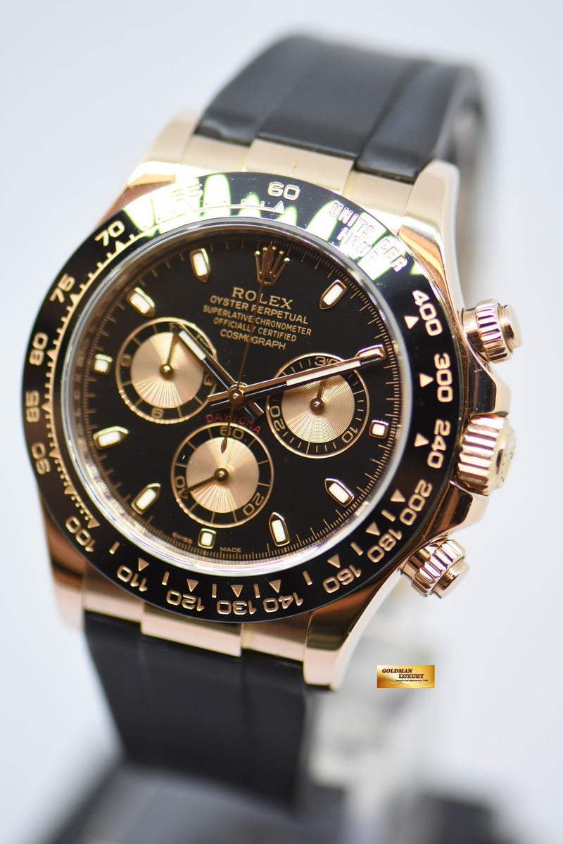 SOLD ROLEX OYSTER PERPETUAL DAYTONA ROSE GOLD IN RUBBER STRAP