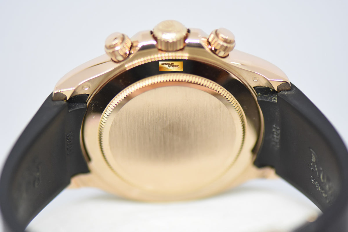 [SOLD] ROLEX OYSTER PERPETUAL DAYTONA ROSE GOLD IN RUBBER STRAP BLACK DIAL CERAMIC BEZEL 116515LN (MINT)
