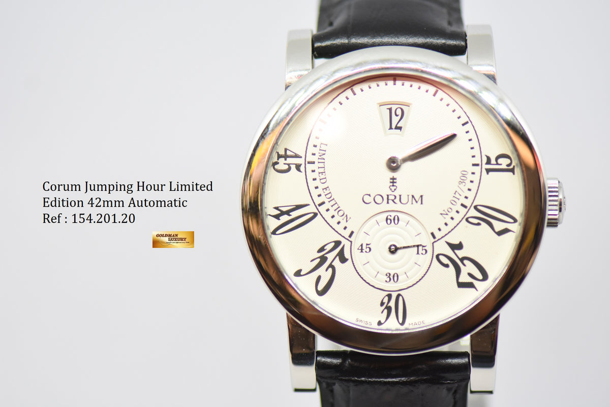 [SOLD] CORUM JUMPING HOUR 42mm STEEL IN LEATHER AUTOMATIC LIMITED EDITION OF 300 (NEAR MINT)