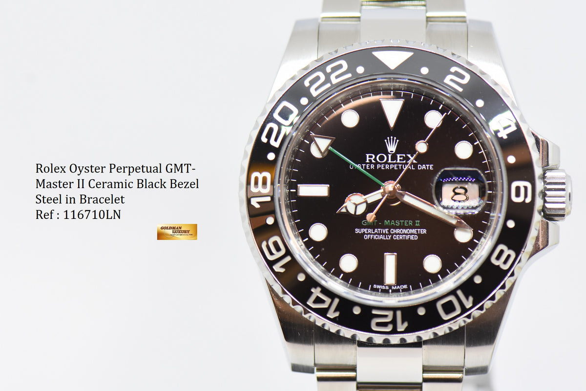 [SOLD] ROLEX OYSTER PERPETUAL GMT-MASTER II CERAMIC BLACK BEZEL 116710LN (MINT)