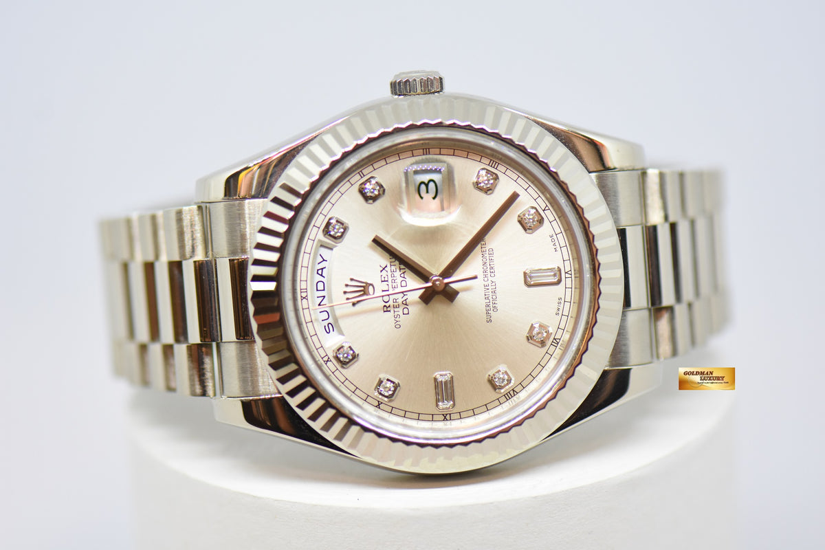 [SOLD] ROLEX OYSTER PERPETUAL DAY-DATE II 18K WHITE GOLD 41mm PRESIDENT BRACELET DIAMOND DIAL AUTOMATIC 218239 (LNIB)