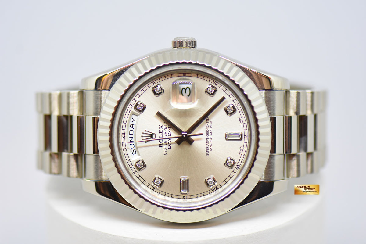 [SOLD] ROLEX OYSTER PERPETUAL DAY-DATE II 18K WHITE GOLD 41mm PRESIDENT BRACELET DIAMOND DIAL AUTOMATIC 218239 (LNIB)