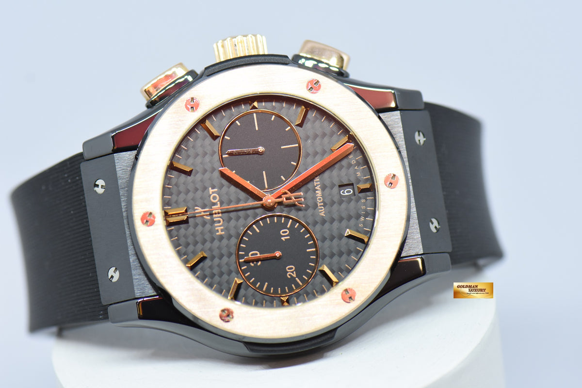 [SOLD] HUBLOT CLASSIC FUSION BLACK MAGIC CHRONOGRAPH 45mm CERAMIC IN RUBBER 521.CO.1781.RX AUTOMATIC (NEAR MINT)