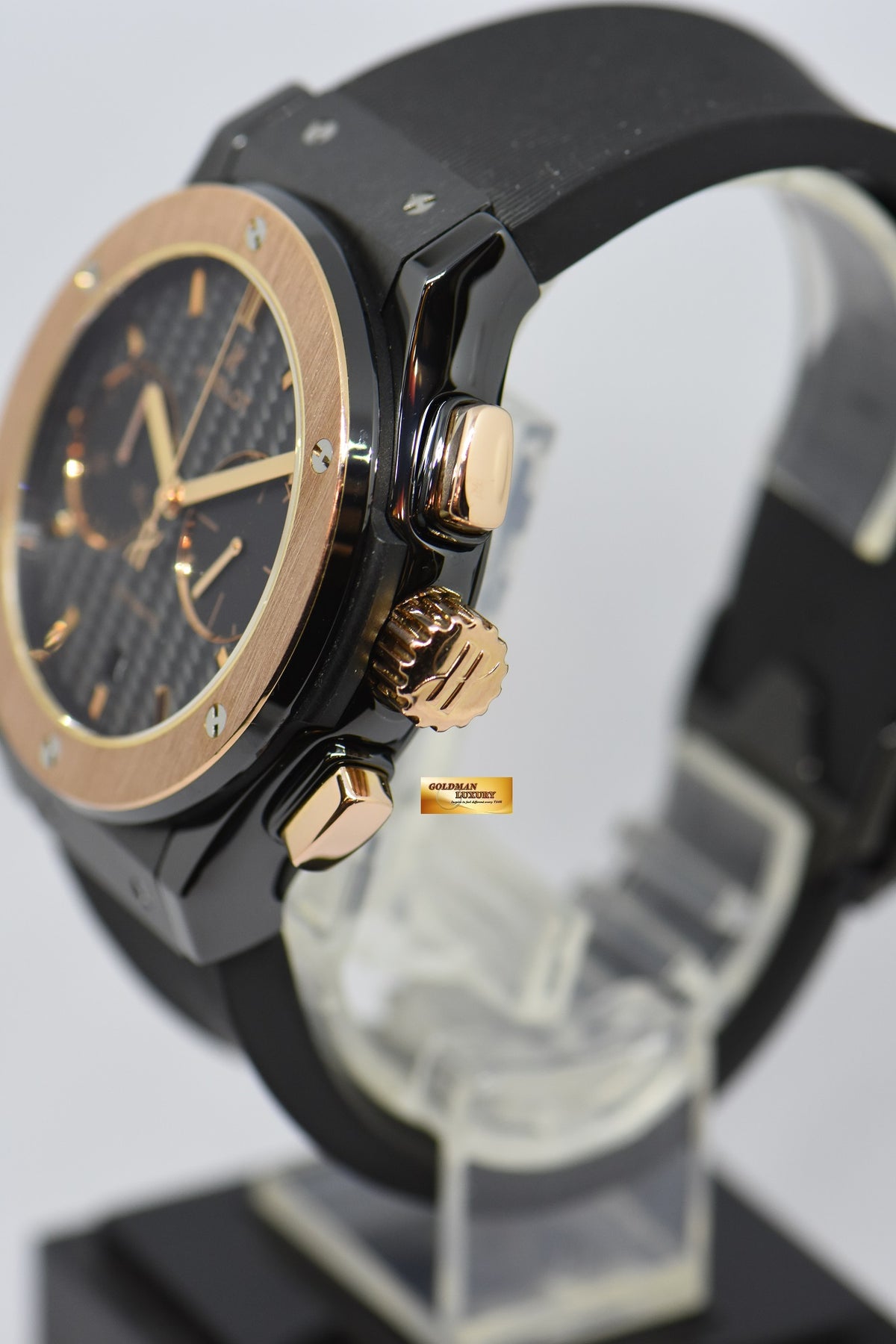 [SOLD] HUBLOT CLASSIC FUSION BLACK MAGIC CHRONOGRAPH 45mm CERAMIC IN RUBBER 521.CO.1781.RX AUTOMATIC (NEAR MINT)