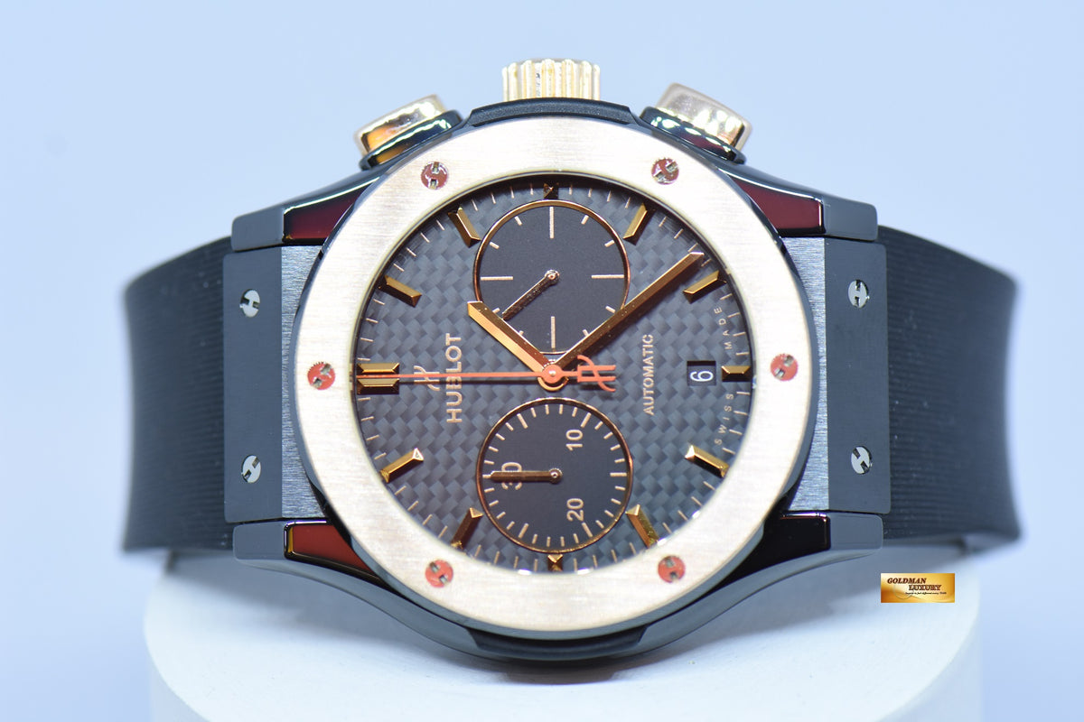 [SOLD] HUBLOT CLASSIC FUSION BLACK MAGIC CHRONOGRAPH 45mm CERAMIC IN RUBBER 521.CO.1781.RX AUTOMATIC (NEAR MINT)