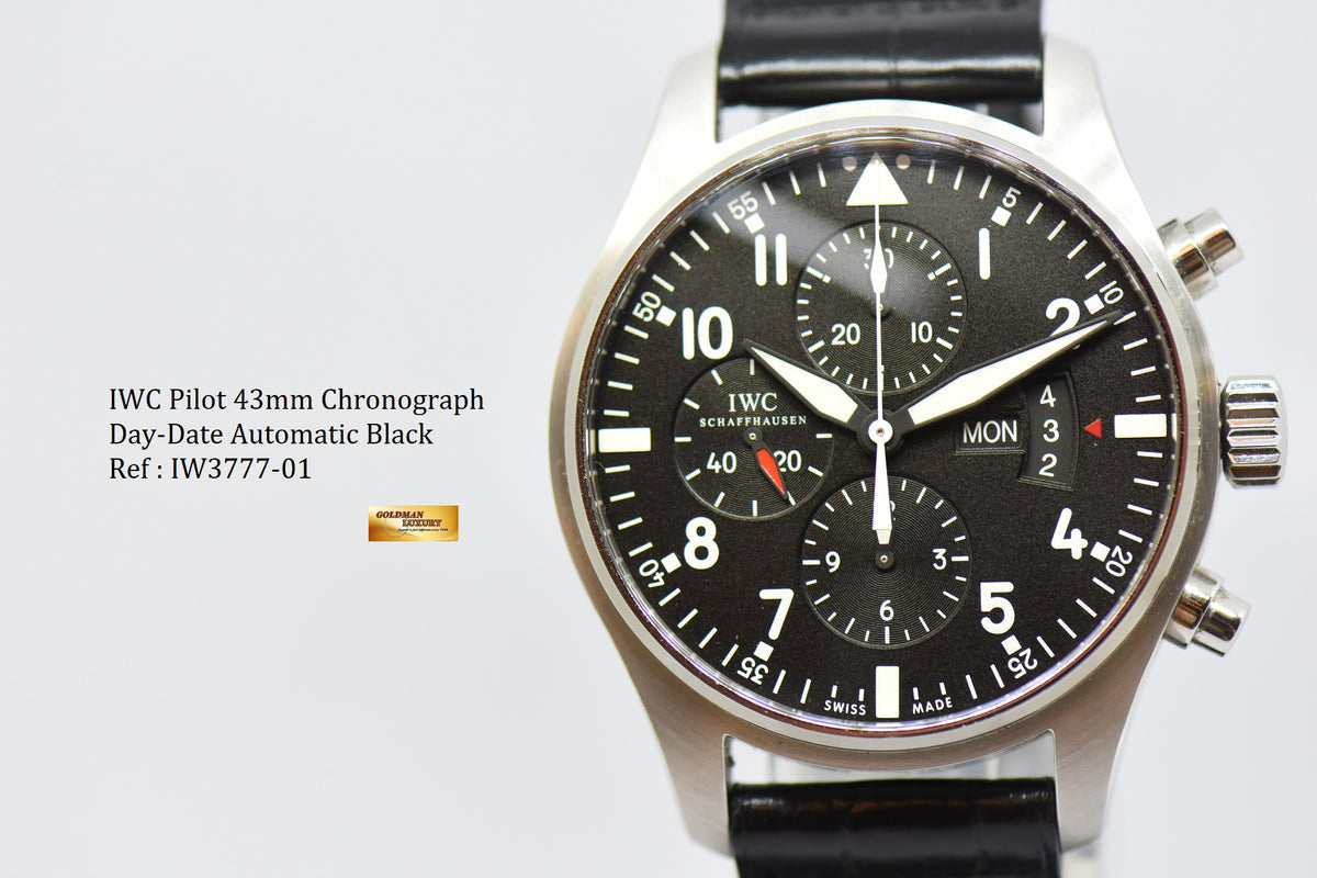 [SOLD] IWC PILOT CHRONOGRAPH 43mm DAY-DATE AUTOMATIC IW3777-01 (MINT)