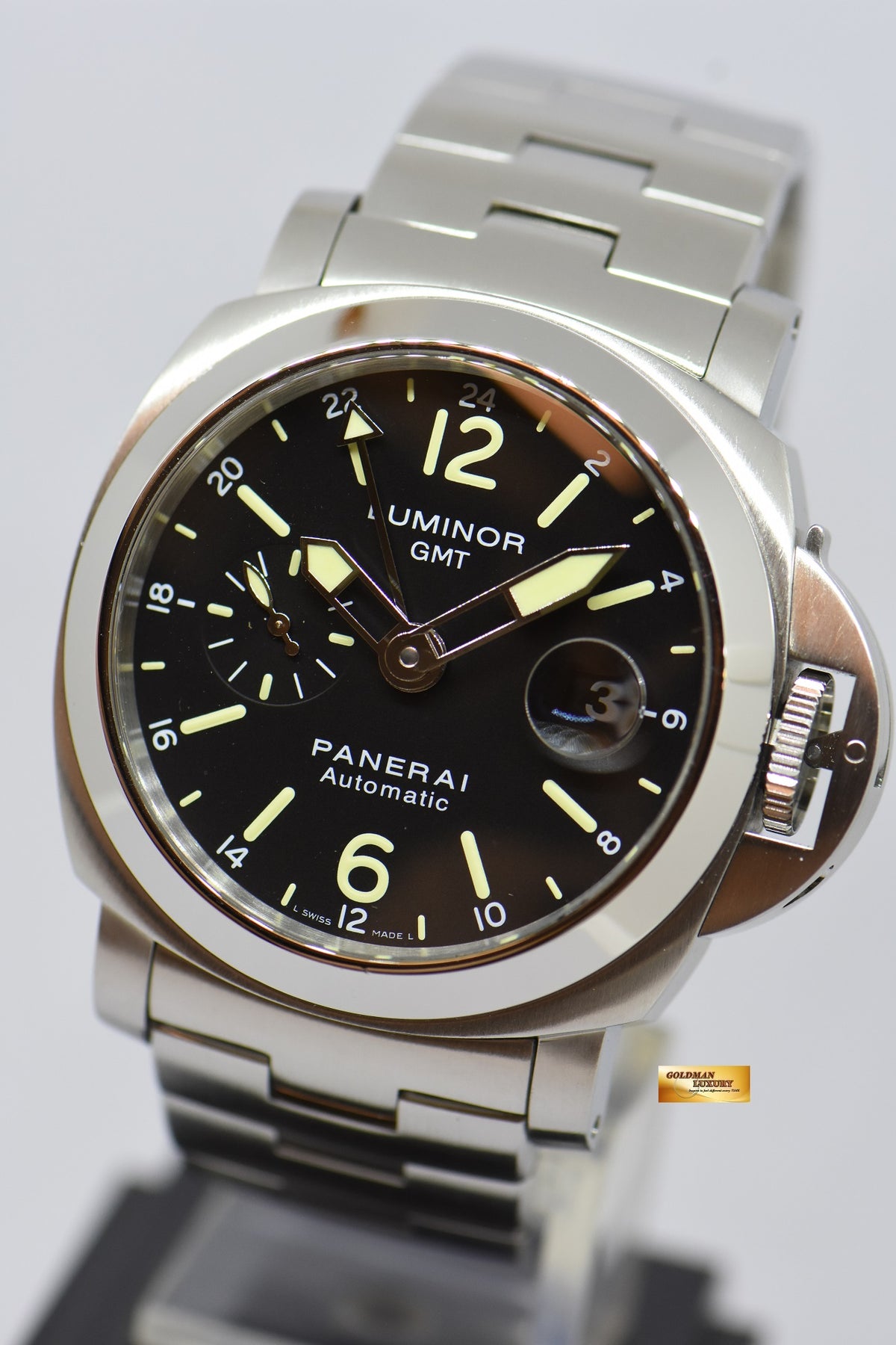 [SOLD] PANERAI LUMINOR GMT 44mm STEEL IN BRACELET AUTOMATIC PAM 297 (MINT)