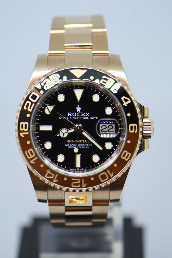 [SOLD] ROLEX OYSTER PERPETUAL GMT-MASTER II “ROOT BEER” EVEROSE GOLD IN BRACELET 126715CHNR (LNIB)