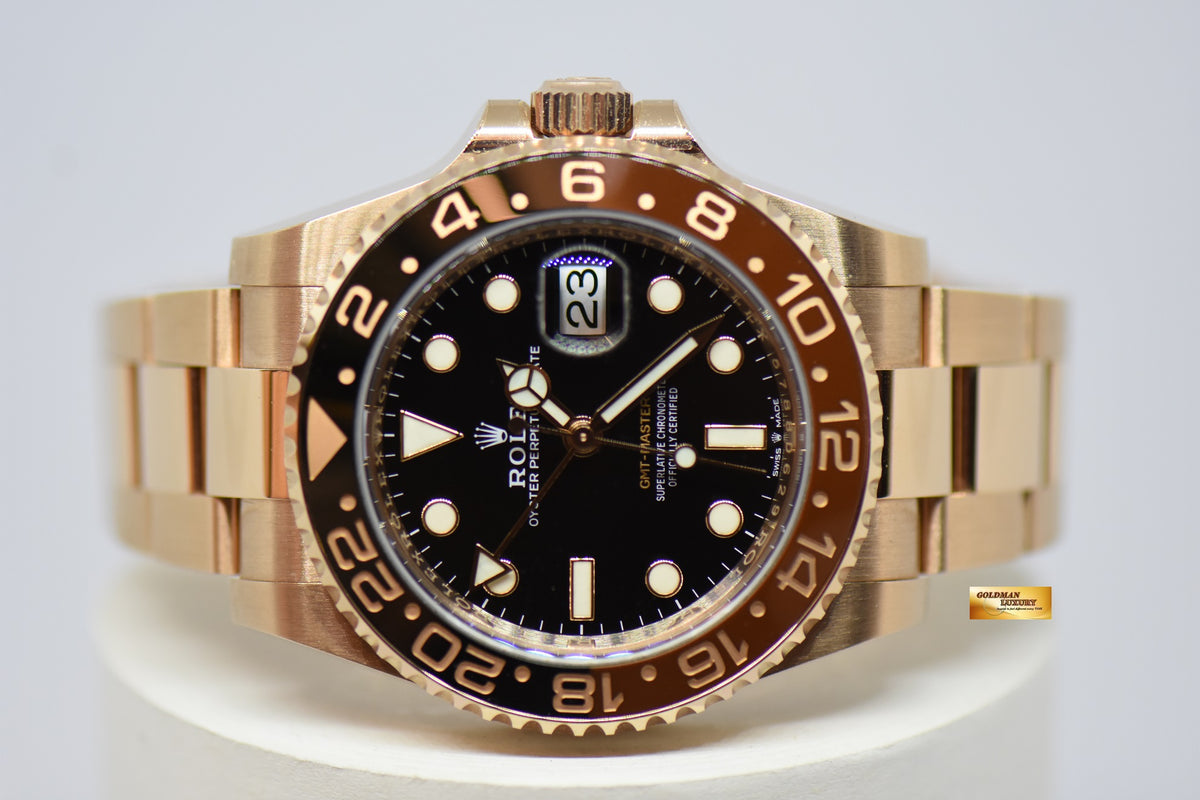 [SOLD] ROLEX OYSTER PERPETUAL GMT-MASTER II “ROOT BEER” EVEROSE GOLD IN BRACELET 126715CHNR (LNIB)