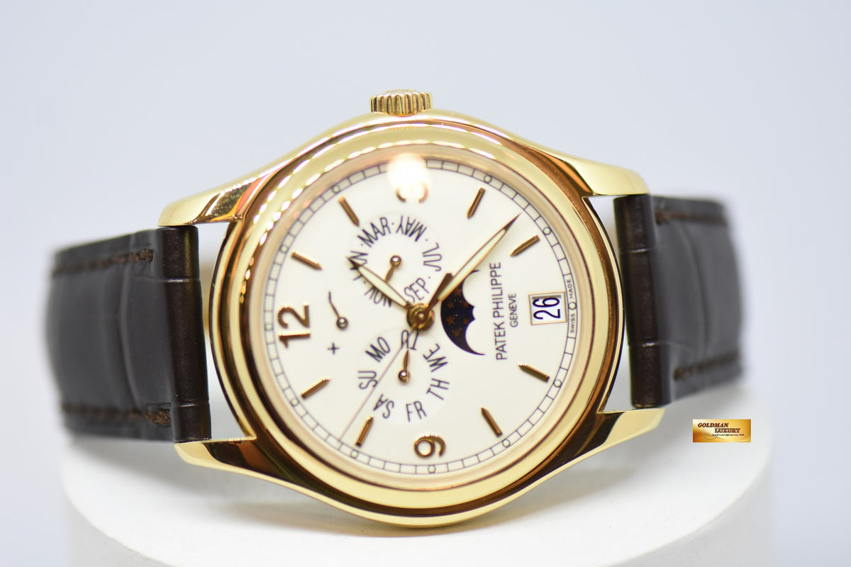 [SOLD] PATEK PHILIPPE COMPLICATIONS ANNUAL CALENDAR MOON-PHASE w/ POWER RESERVE 18K YELLOW GOLD AUTOMATIC 5146J (MINT)