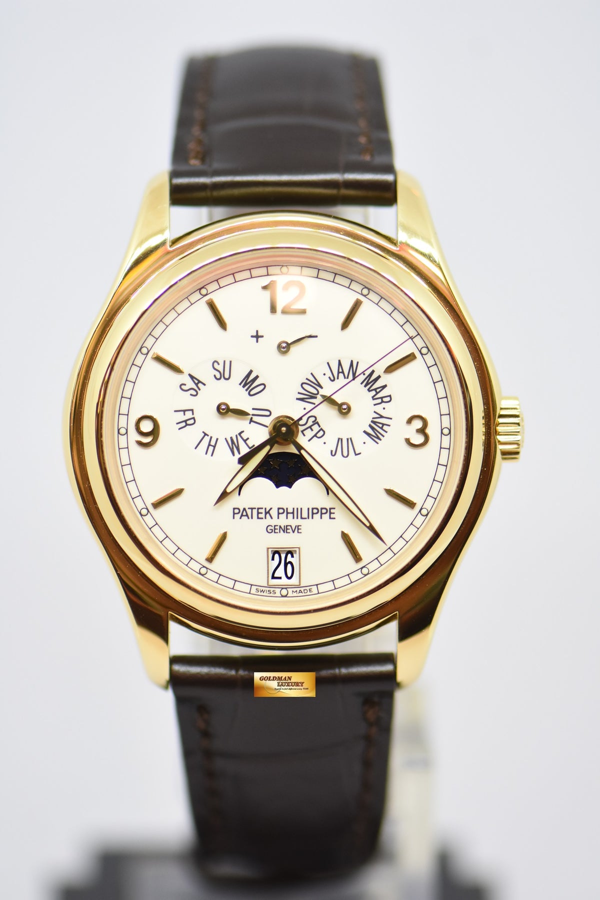 [SOLD] PATEK PHILIPPE COMPLICATIONS ANNUAL CALENDAR MOON-PHASE w/ POWER RESERVE 18K YELLOW GOLD AUTOMATIC 5146J (MINT)