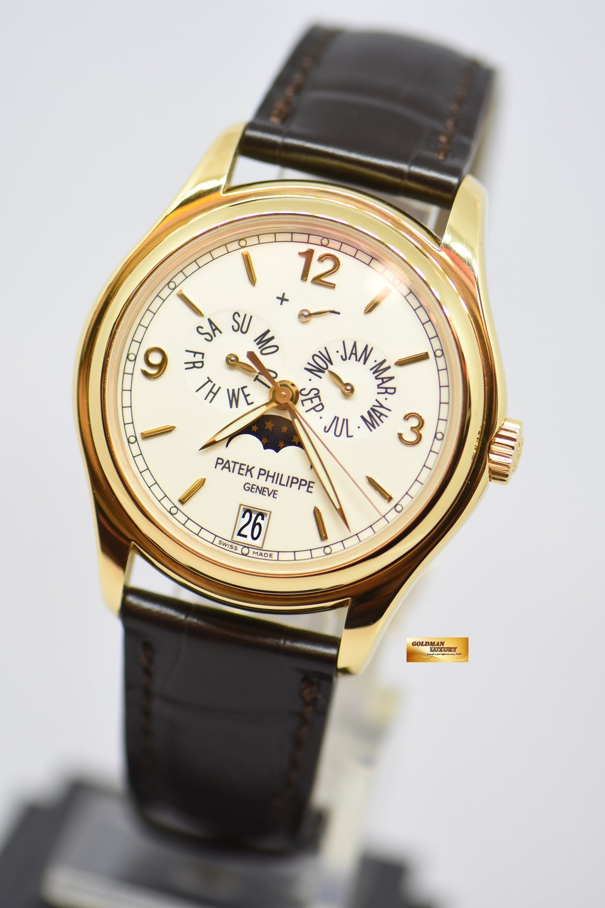 [SOLD] PATEK PHILIPPE COMPLICATIONS ANNUAL CALENDAR MOON-PHASE w/ POWER RESERVE 18K YELLOW GOLD AUTOMATIC 5146J (MINT)