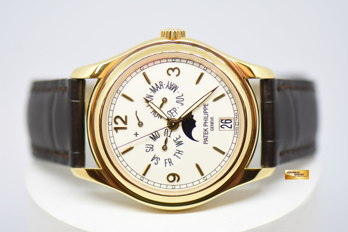 [SOLD] PATEK PHILIPPE COMPLICATIONS ANNUAL CALENDAR MOON-PHASE w/ POWER RESERVE 18K YELLOW GOLD AUTOMATIC 5146J (MINT)