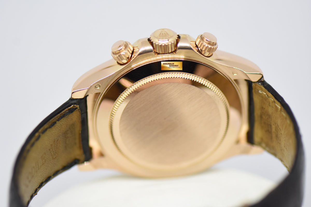 [SOLD] ROLEX OYSTER PERPETUAL DAYTONA ROSE GOLD IN LEATHER WHITE DIAL CERAMIC BEZEL 116515LN (MINT)