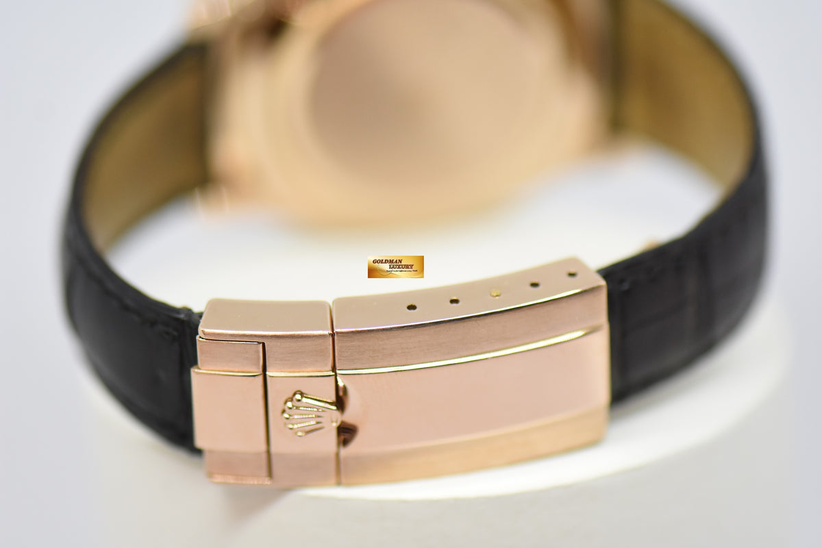 [SOLD] ROLEX OYSTER PERPETUAL DAYTONA ROSE GOLD IN LEATHER WHITE DIAL CERAMIC BEZEL 116515LN (MINT)