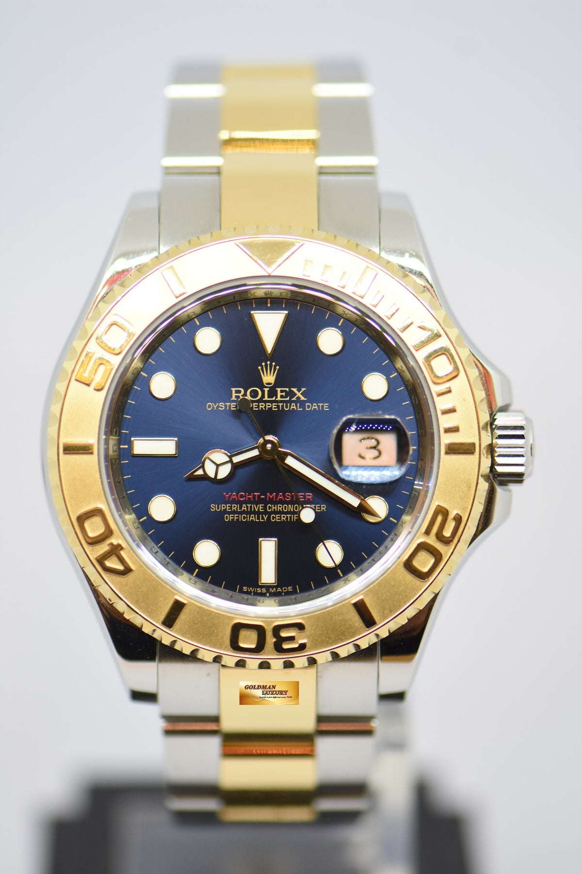 [SOLD] ROLEX OYSTER PERPETUAL YACHT-MASTER 40mm HALF-GOLD BLUE DIAL 16623 (MINT)