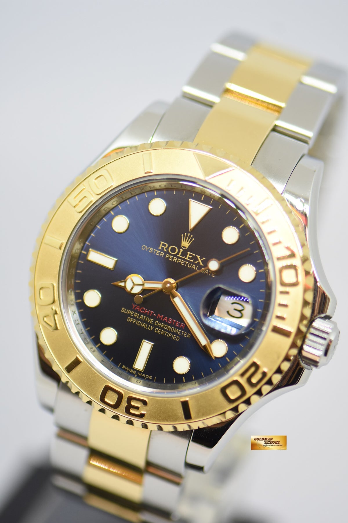 [SOLD] ROLEX OYSTER PERPETUAL YACHT-MASTER 40mm HALF-GOLD BLUE DIAL 16623 (MINT)