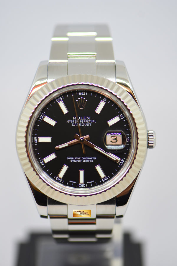 [SOLD] ROLEX OYSTER PERPETUAL DATEJUST 41 STEEL IN BRACELET BLACK DIAL AUTOMATIC 116334 (MINT)