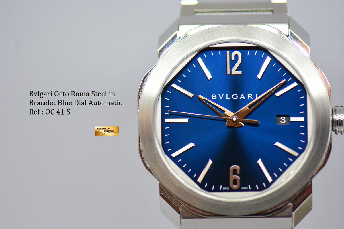 [SOLD] BVLGARI OCTO ROMA STEEL IN BRACELET BLUE DIAL OC41S AUTOMATIC (MINT)