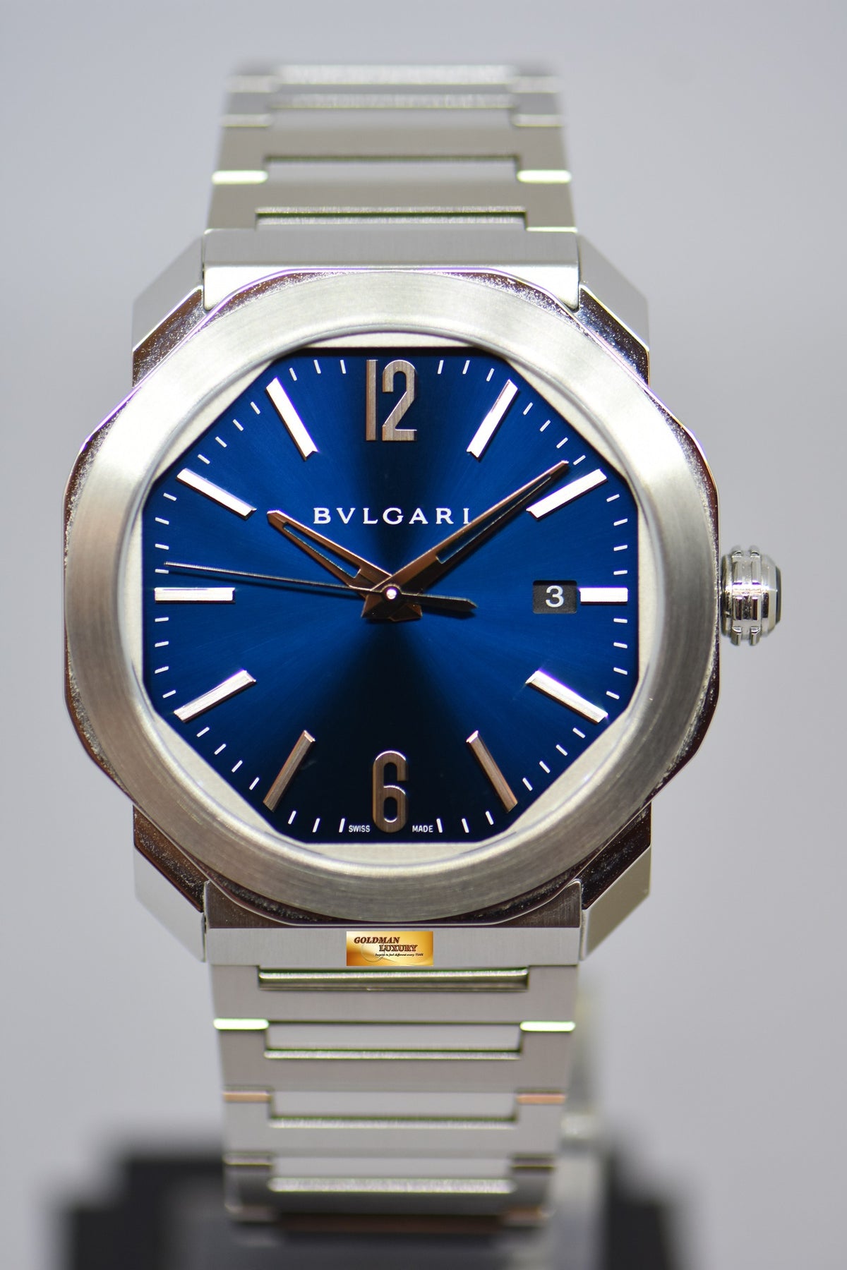 [SOLD] BVLGARI OCTO ROMA STEEL IN BRACELET BLUE DIAL OC41S AUTOMATIC (MINT)