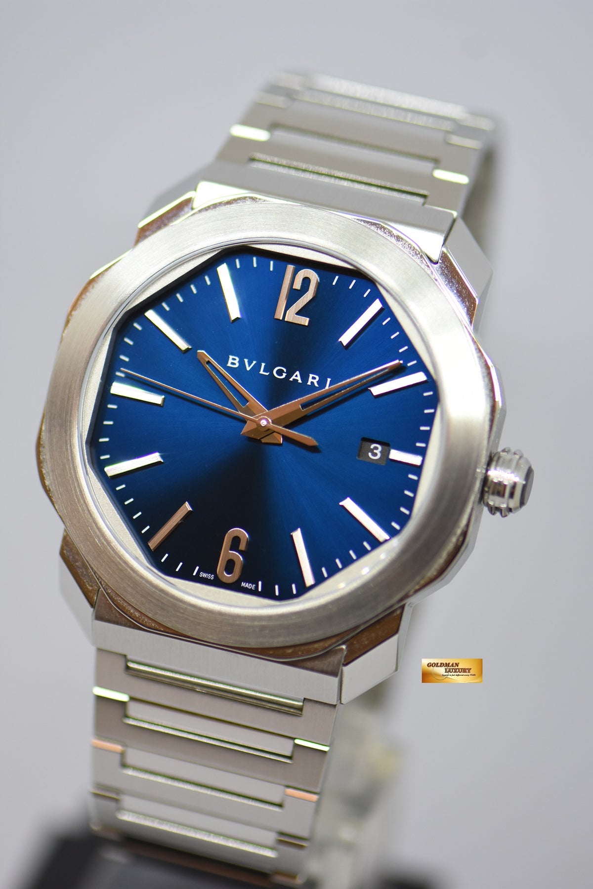 [SOLD] BVLGARI OCTO ROMA STEEL IN BRACELET BLUE DIAL OC41S AUTOMATIC (MINT)