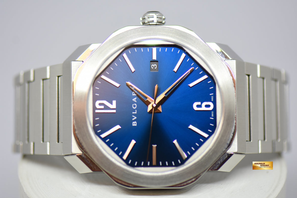 [SOLD] BVLGARI OCTO ROMA STEEL IN BRACELET BLUE DIAL OC41S AUTOMATIC (MINT)